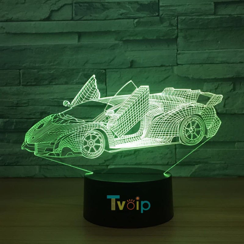 Tvoip 7 Color Changing Night Lamp 3D Atmosphere Bulbing Light 3D Visual Illusion LED Lamp for Kids Toy Christmas Birthday Gifts (Racing Car) - Image 2